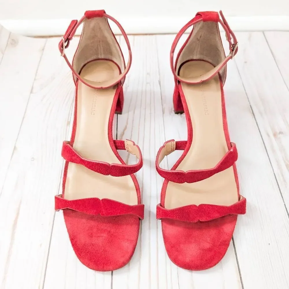 Banana Republic Laser Cut Low Block Heel Suede Sandals - Picture 3 of 6